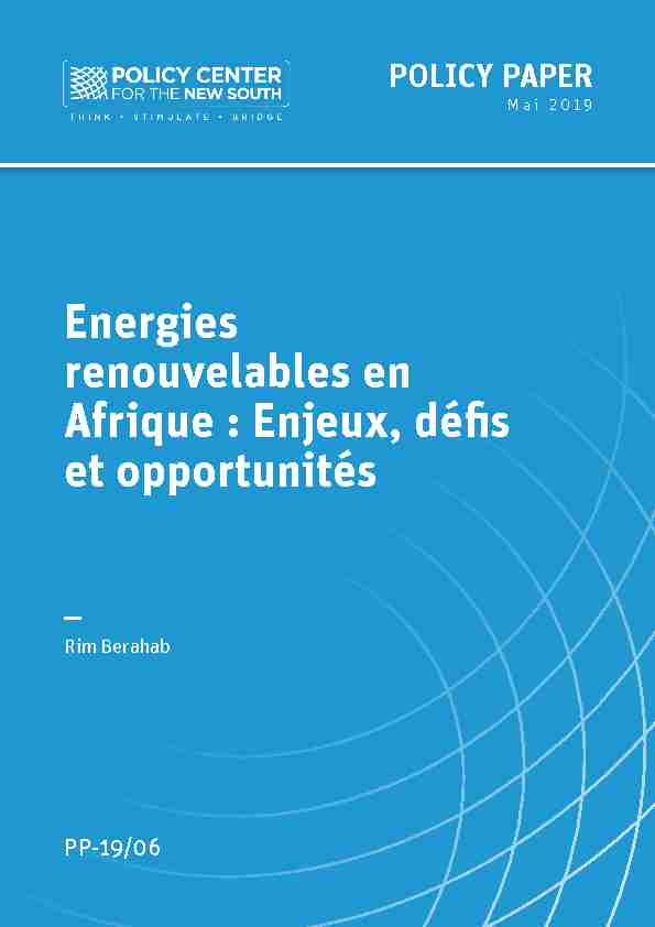 Energies renouvelables en Afrique : Enjeux défis et opportunités