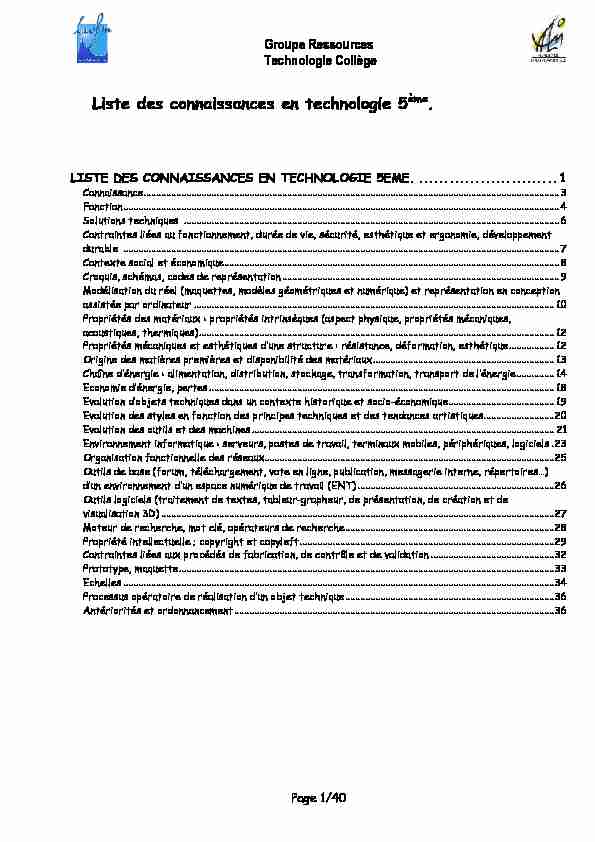 [PDF] Liste des connaissances en technologie 5