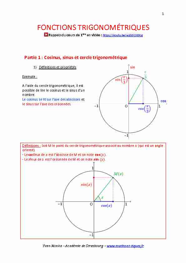 [PDF] FONCTIONS TRIGONOMÉTRIQUES - maths et tiques
