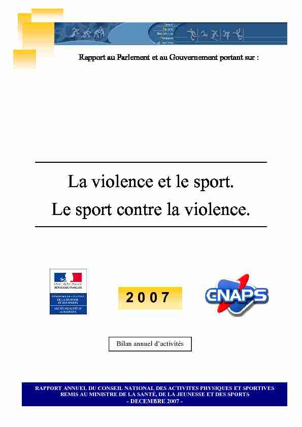 [PDF] La violence et le sport Le sport contre la violence - Vie publique