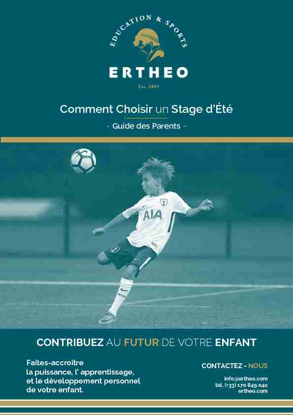 [PDF] Comment Choisir un Stage dÉté - Ertheo