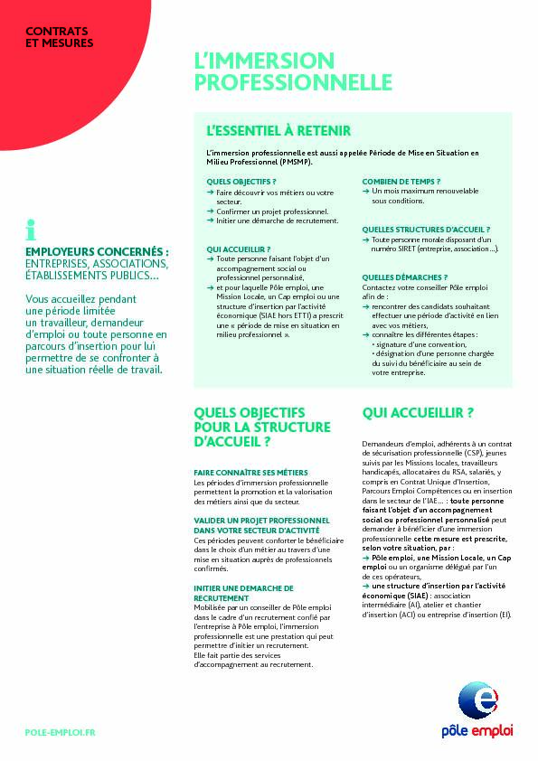 [PDF] LIMMERSION PROFESSIONNELLE - Pôle emploi