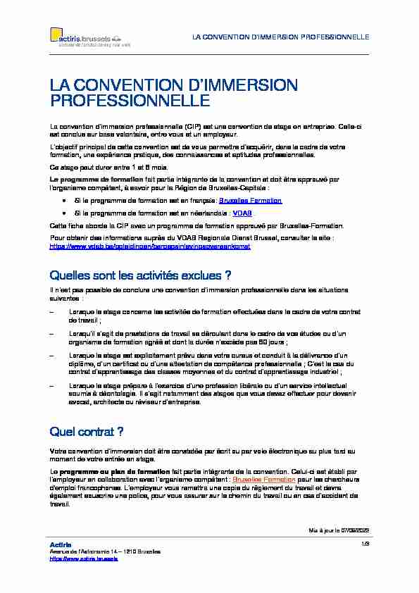 [PDF] Convention dimmersion professionnelle - Actiris