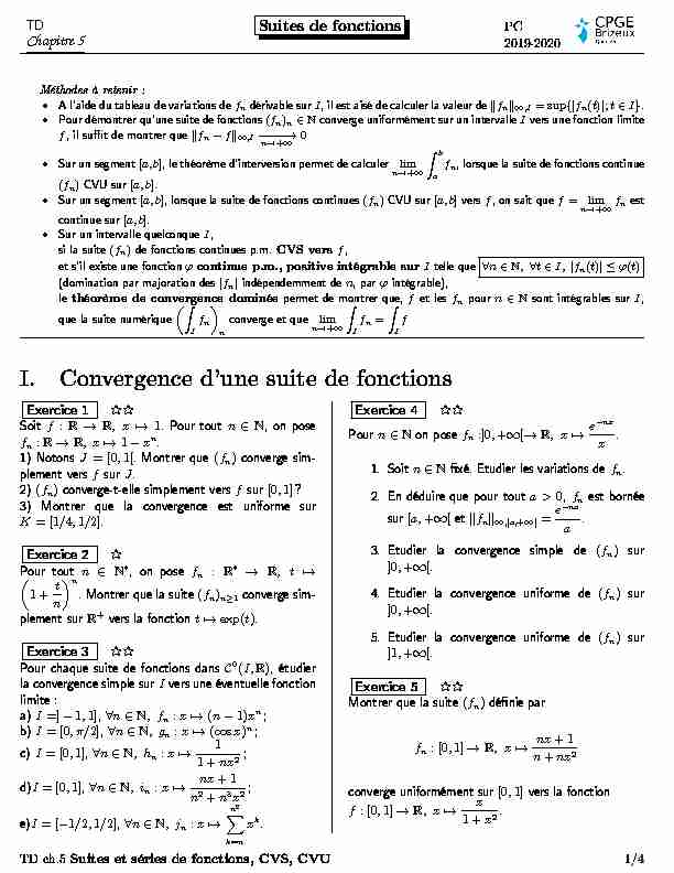 [PDF] I Convergence dune suite de fonctions - CPGE Brizeux