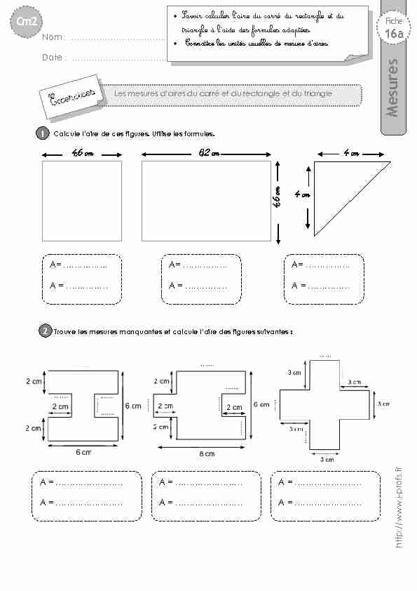 [PDF] cm2-exercices-aire-carre-rectangle-trianglepdf - I Profs