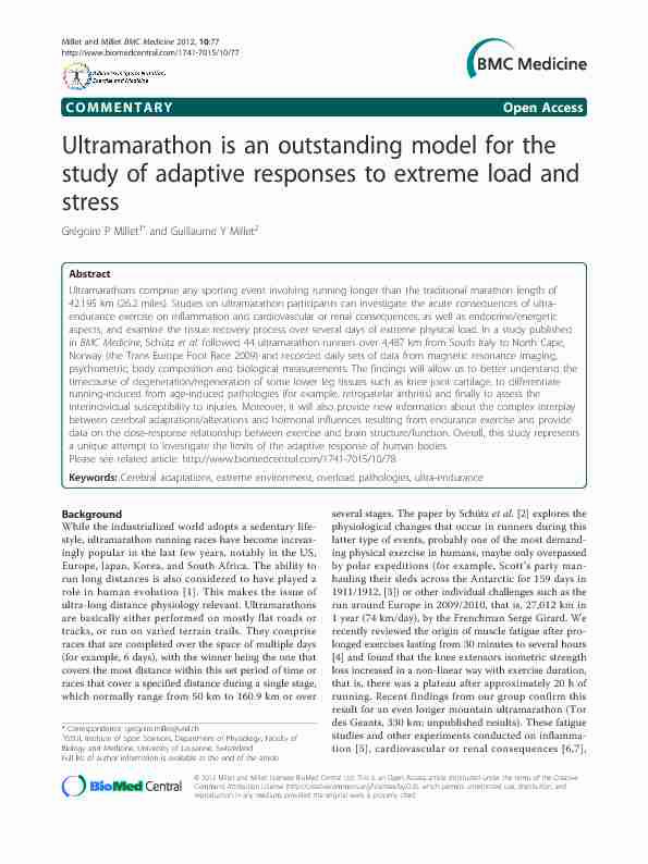 Ultramarathon is an outstanding model for the study of adaptive