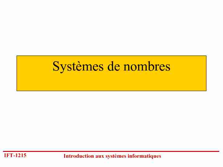 Systèmes de nombres - Université de Montréal