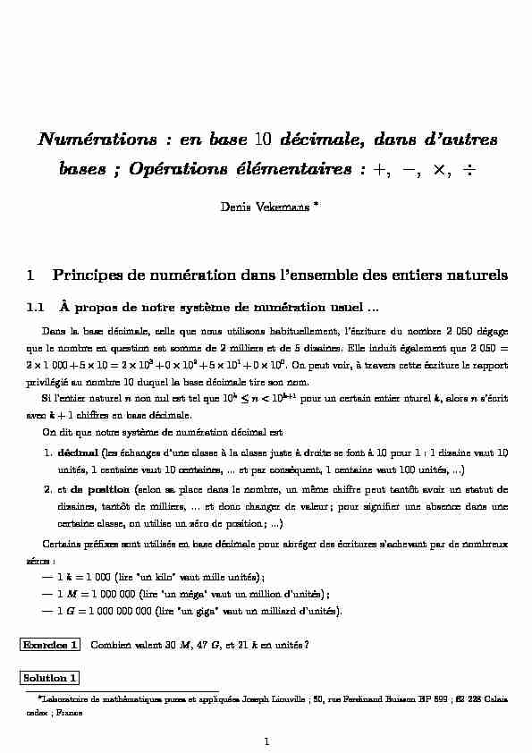 [PDF] Numérations : en base 10 décimale dans dautres bases