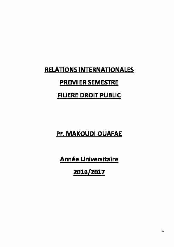 [PDF] RELATIONS INTERNATIONALES PREMIER SEMESTRE FILIERE