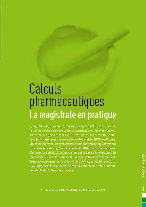 [PDF] Calculs pharmaceutiques