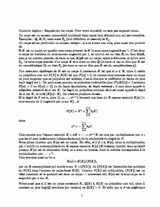 [PDF] Alg`ebre 1-NOTIONS DE TH´EORIE DES CORPS