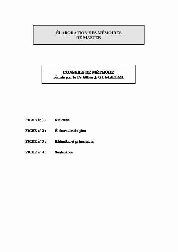 [PDF] ÉLABORATION DES MÉMOIRES DE MASTER CONSEILS DE