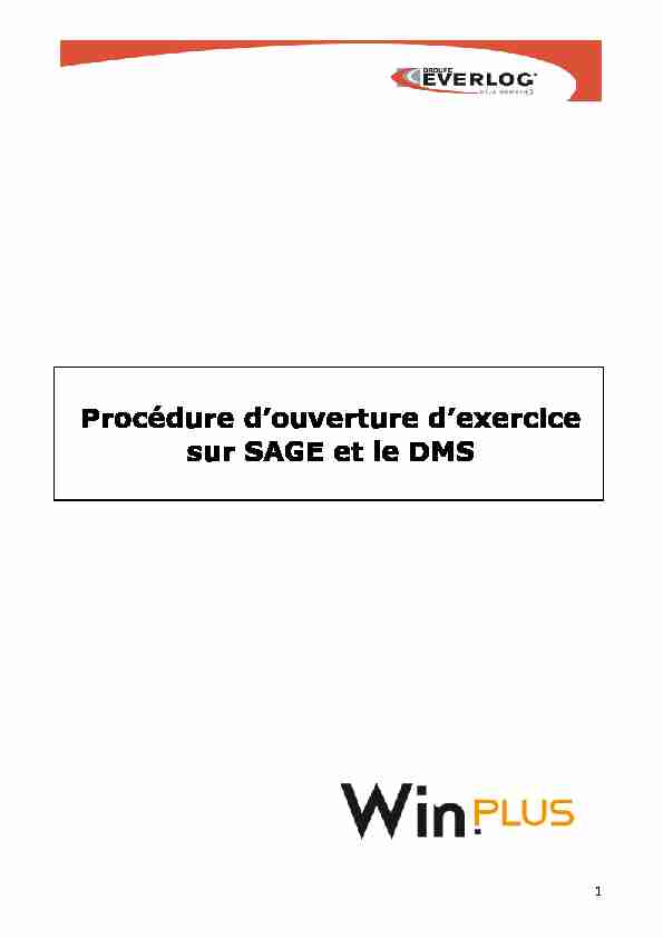 Procédure douverture dexercice sur SAGE et le DMS