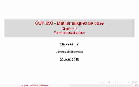 CQP 099 - Mathématiques de base - Chapitre 7 Fonction quadratique
