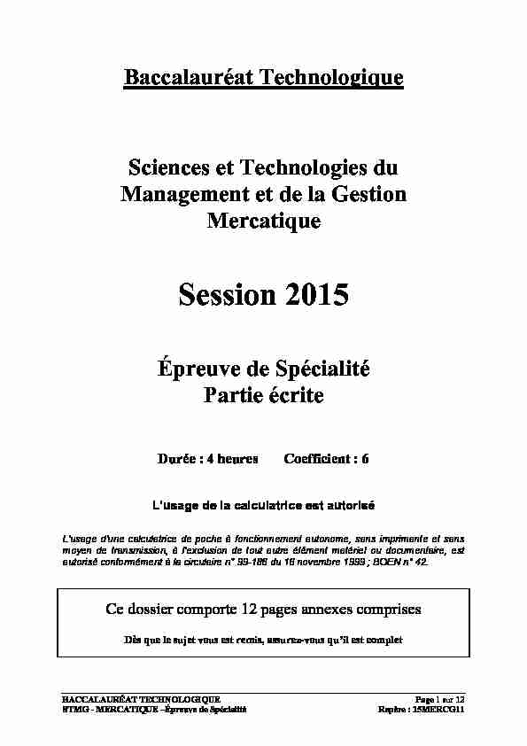 [PDF] Sujet du bac STMG Mercatique (Marketing) 2015 - Centres Etrangers