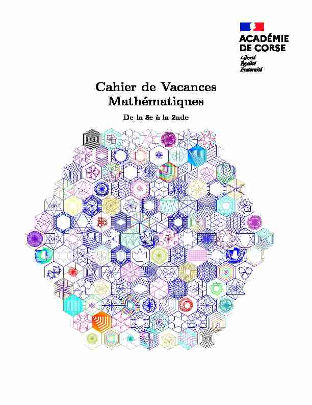 Cahier de Vacances Mathématiques