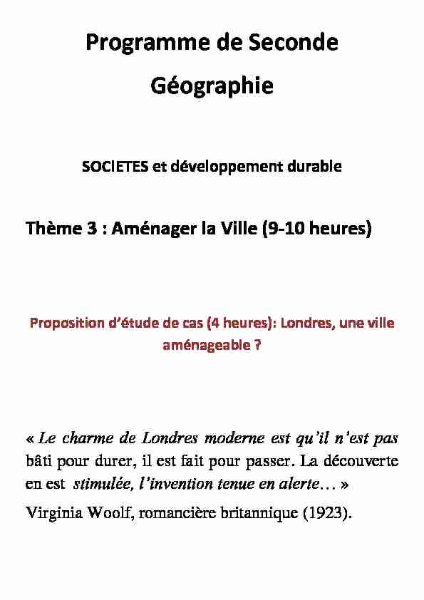 Programme de Seconde Géographie - ac-dijonfr