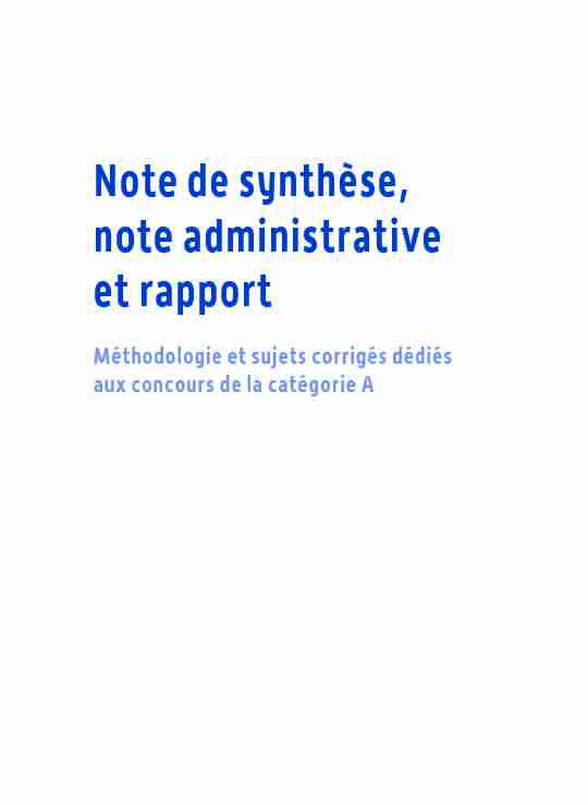 Note de synthèse note administrative et rapport