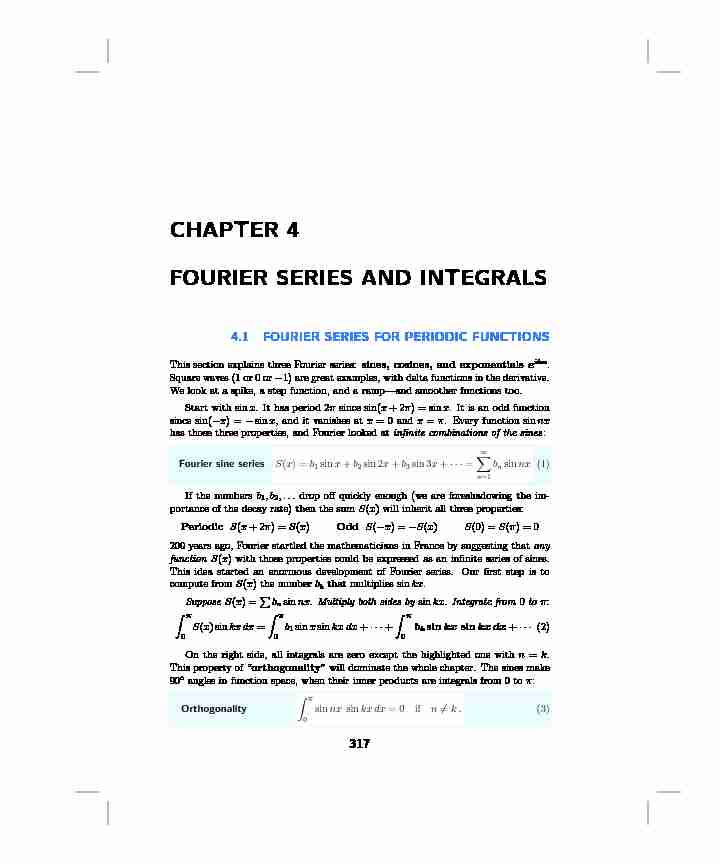 CHAPTER 4 FOURIER SERIES AND INTEGRALS