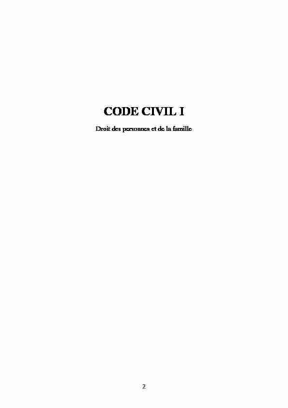 Code civil I - DROIT DE LA RÉPUBLIQUE DE CÔTE D'IVOIRE