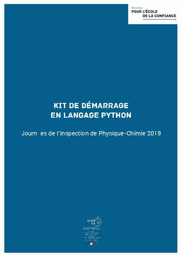 Kit de Démarrage Python Physique-Chimie 2019