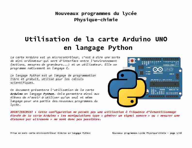 Utilisation de la carte Arduino UNO en langage Python