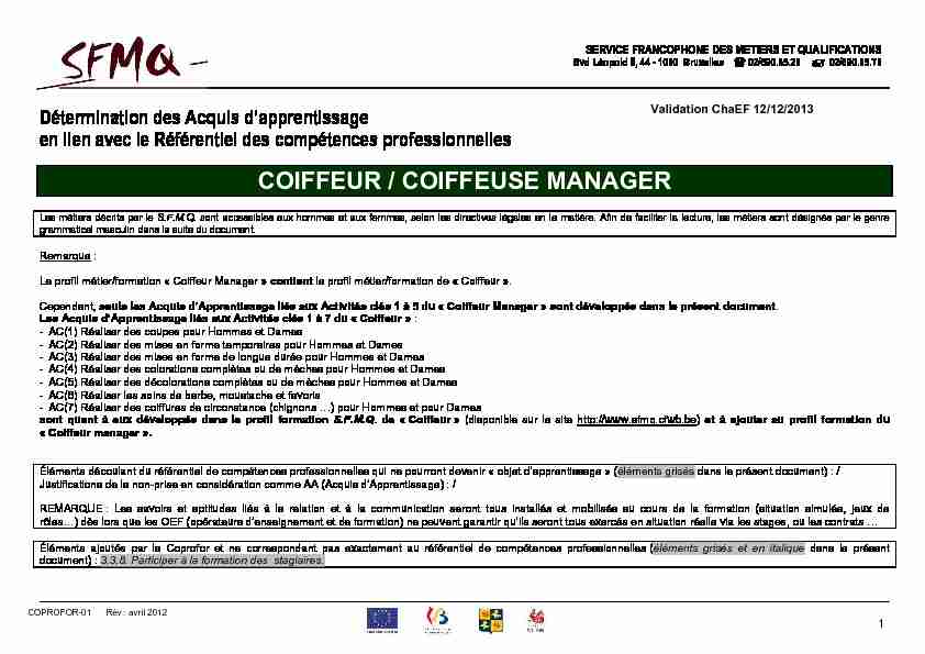 COIFFEUR / COIFFEUSE MANAGER