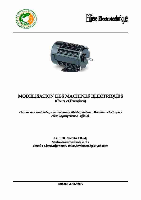 MODELISATION DES MACHINES ELECTRIQUES