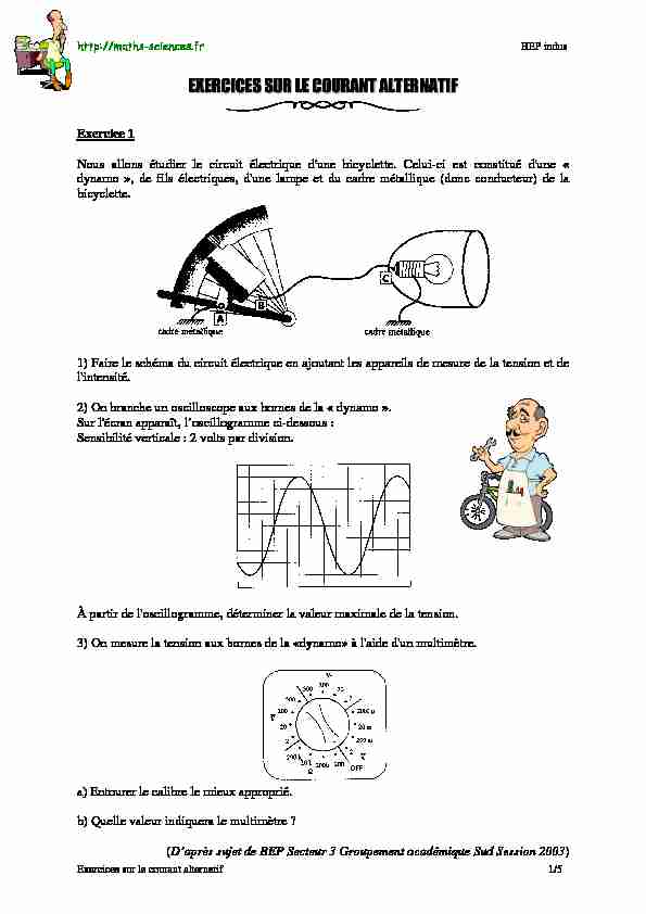 [PDF] EXERCICES SUR LE COURANT ALTERNATIF  - Maths - Sciences