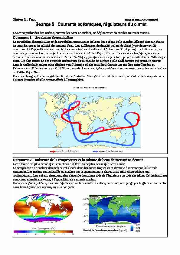 [PDF] Séance 2 : Courants océaniques, régulateurs du climat