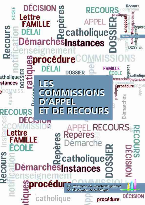 [PDF] LES COMMISSIONS DAPPEL ET DE RECOURS LES