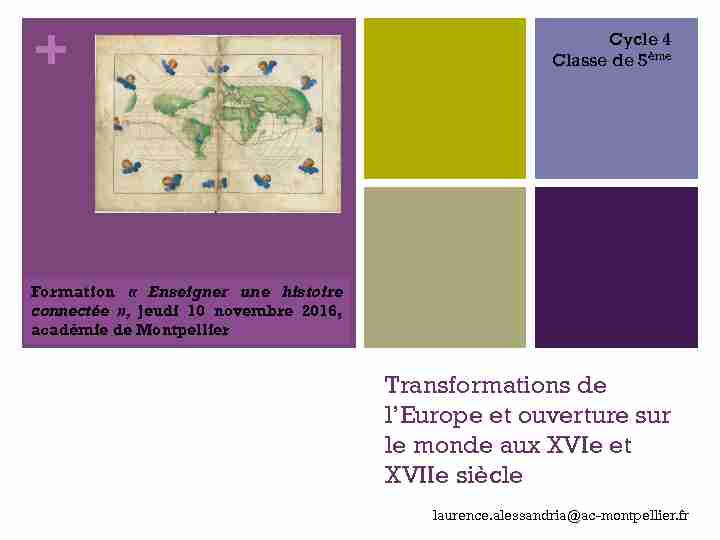 Transformations de lEurope et ouverture sur le monde aux XVIe et