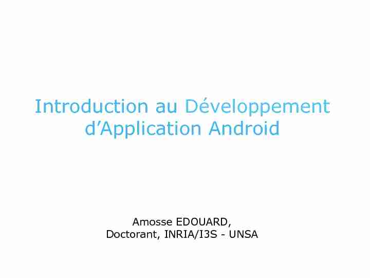 Introduction au Développement dApplication Android