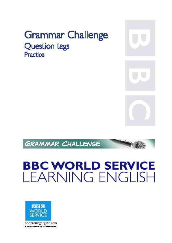 [PDF] Question Tags Practice PDF - Grammar Challenge