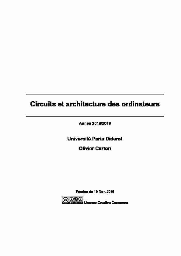 [PDF] Circuits et architecture des ordinateurs - IRIF