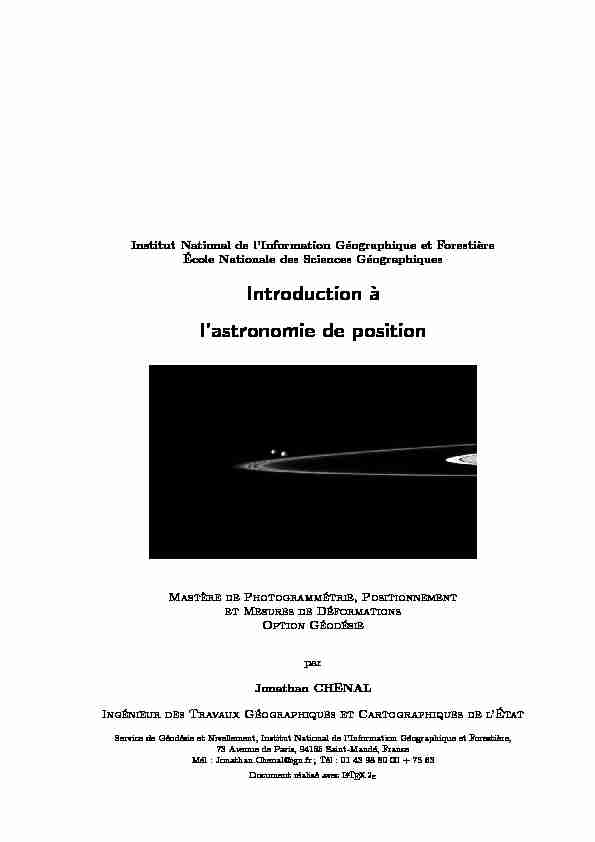 [PDF] Introduction `a lastronomie de position - ENSG - Formation à Distance
