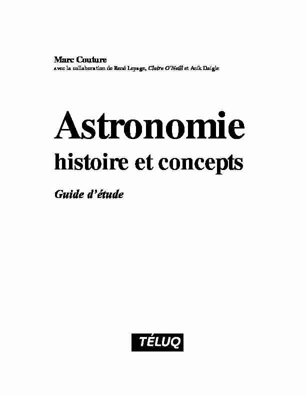 [PDF] Astronomie, histoire et concepts - Guide détude - Teluq