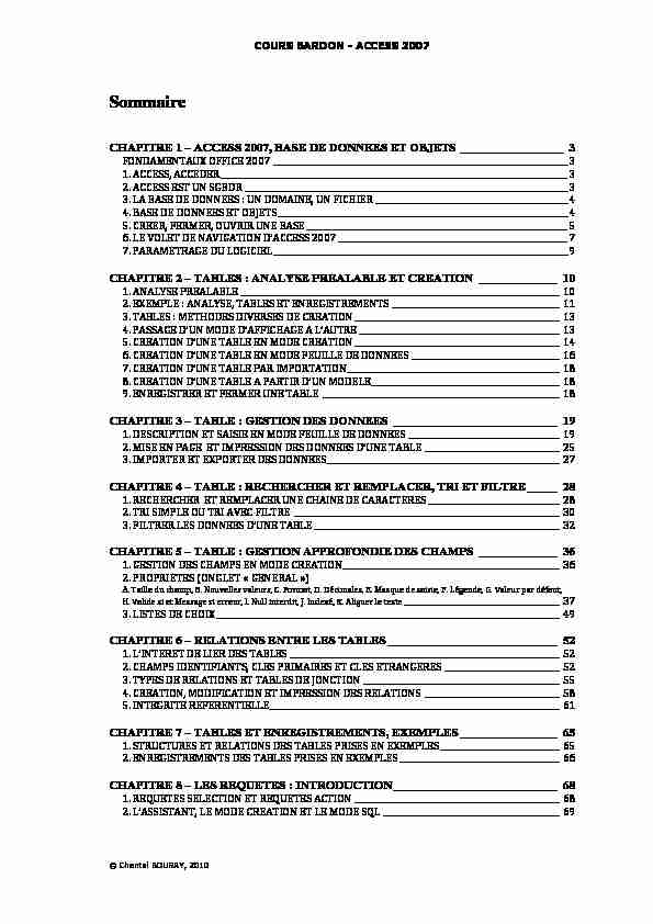 [PDF] access 2007, base de donnees et objets - Cours BARDON