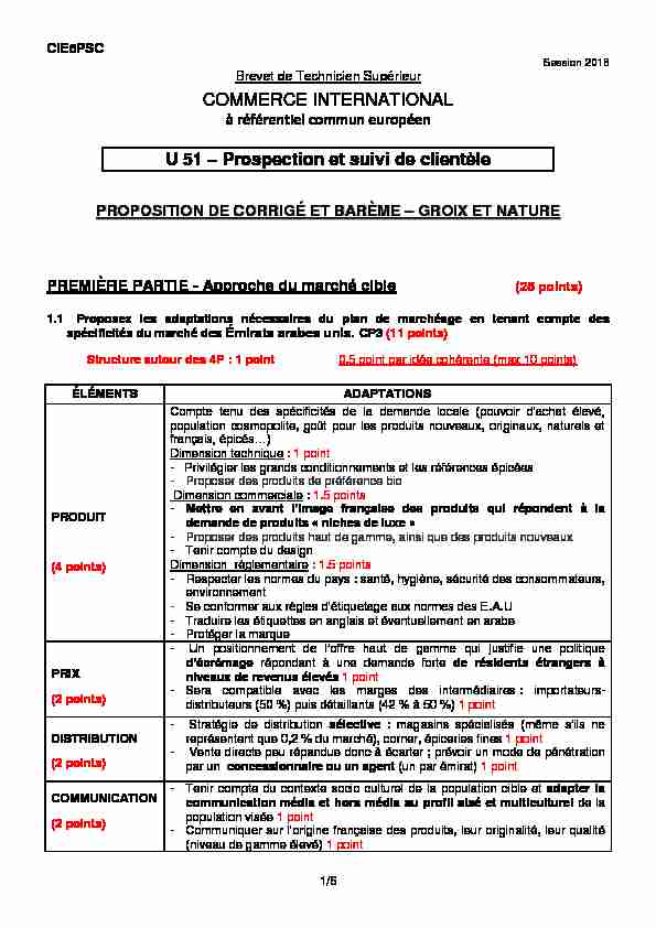 [PDF] COMMERCE INTERNATIONAL U 51 – Prospection et suivi de