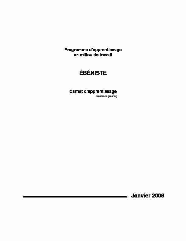 [PDF] ÉBÉNISTE Janvier 2006 - SolutionsRHnet