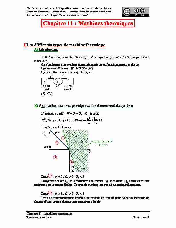 [PDF] Chapitre 11 :M achines thermiques - Melusine