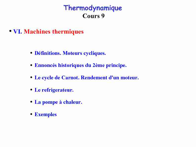 [PDF] Cours 9 : Machines thermiques - Thermodynamique