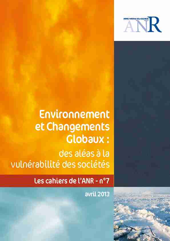 [PDF] Environnement et Changements Globaux : - ANR