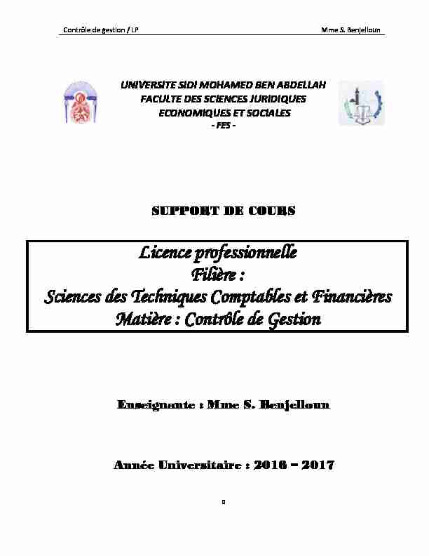 [PDF] Contrôle de Gestion - Faculté des Sciences Juridiques