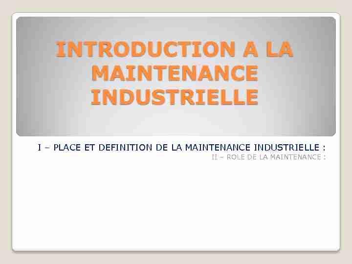 [PDF] La maintenance préventive - Maintenance industrielle