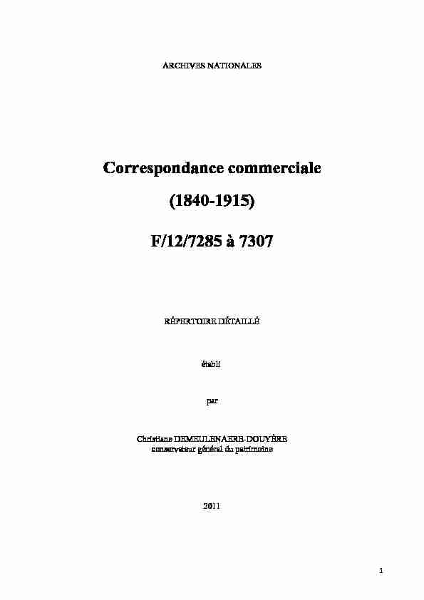 Correspondance commerciale; (1840-1915); F/12/7285 à 7307