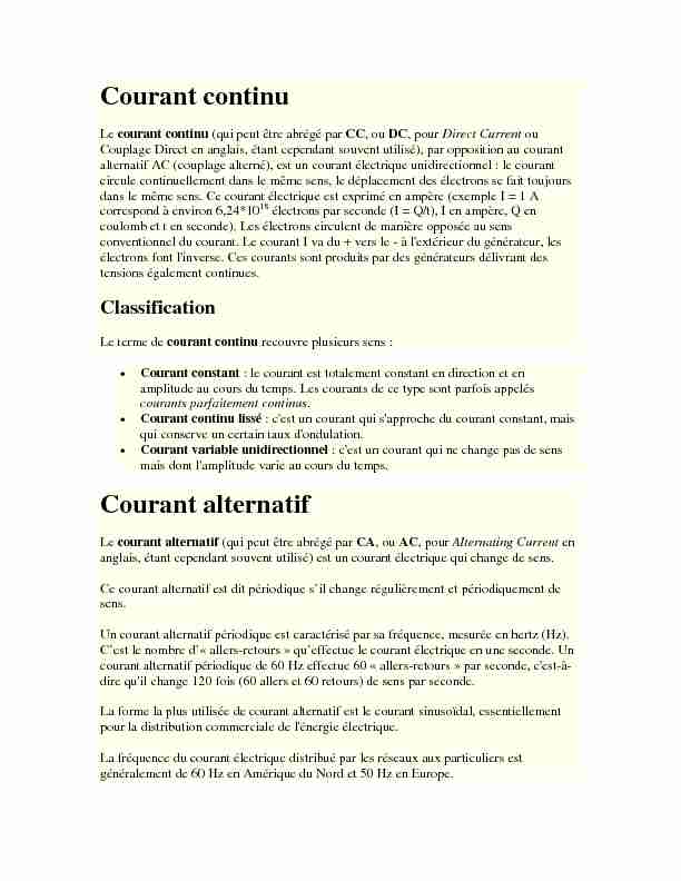 [PDF] Courant continu Courant alternatif