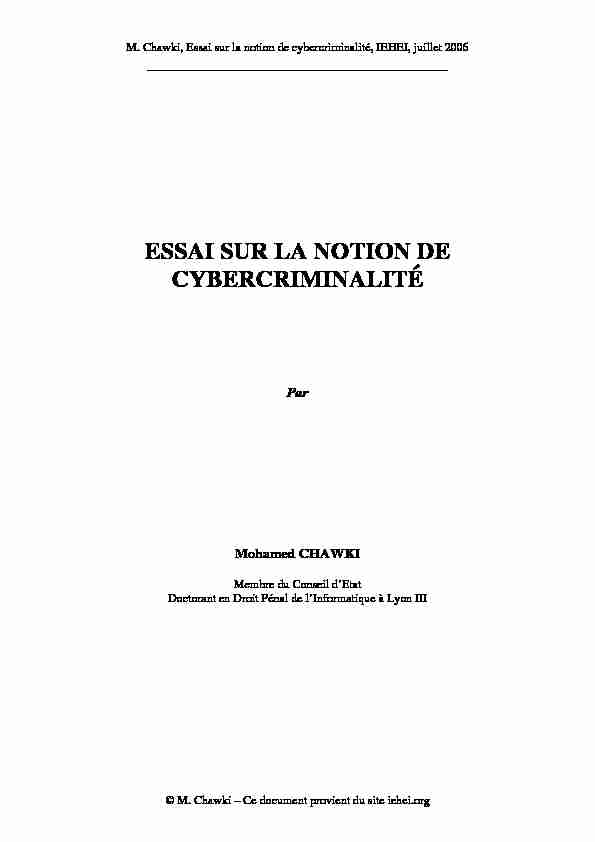 [PDF] ESSAI SUR LA NOTION DE CYBERCRIMINALITÉ - Institut européen