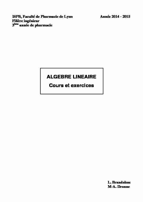 ALGEBRE LINEAIRE Cours et exercices