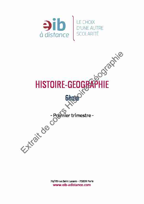 HISTOIRE-GEOGRAPHIE Extrait de cours Histoire-Géographie
